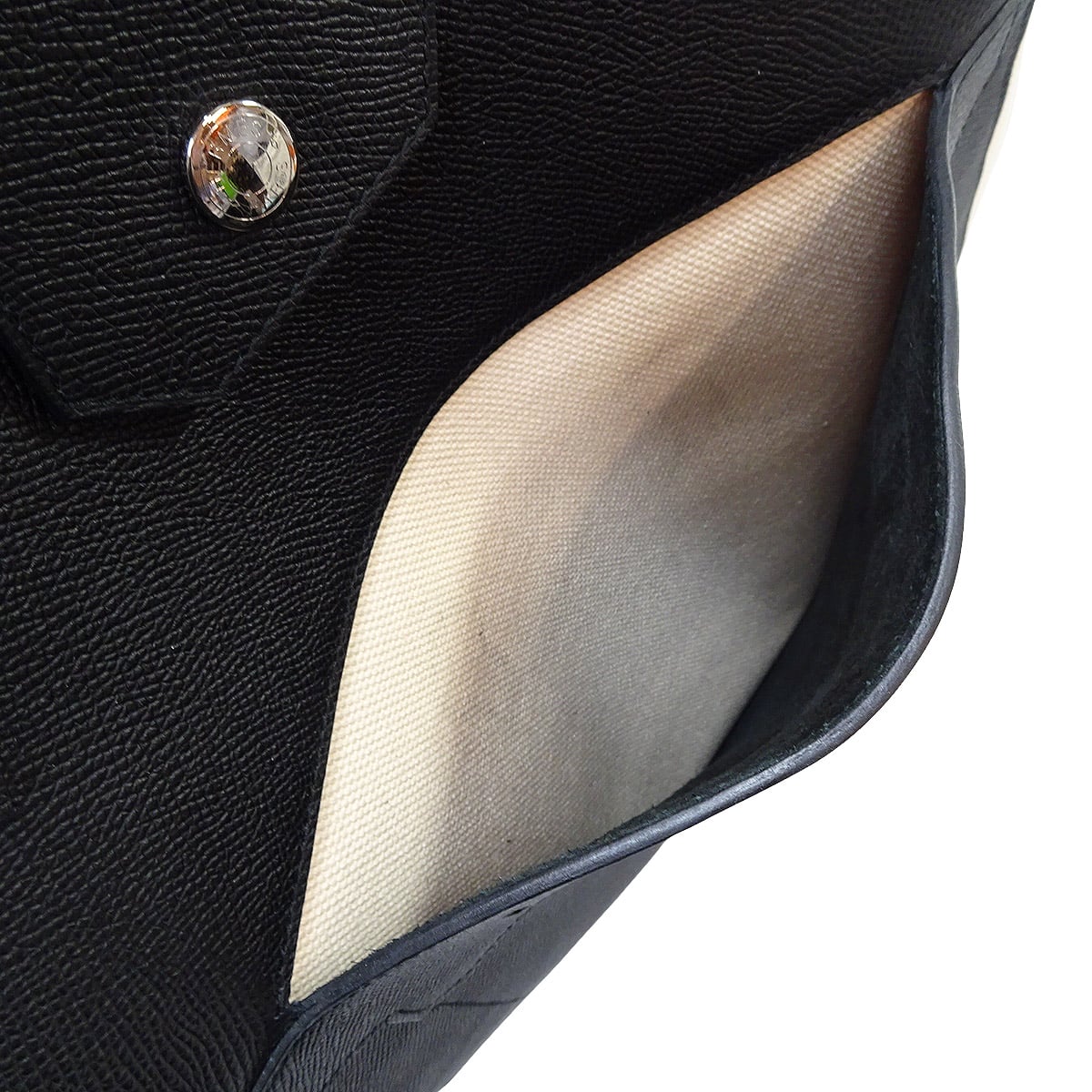 HERMES tote bag Petit h Sac De Coupe Monsieur B Ecru/Noir (Black) Toile H/Veau Epsom[EXCELLENT][Authentic]