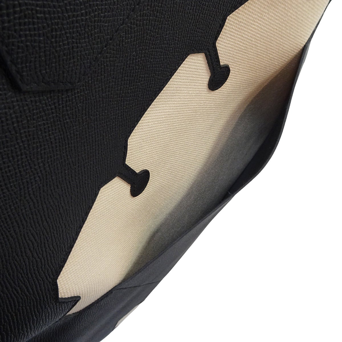 HERMES tote bag Petit h Sac De Coupe Monsieur B Ecru/Noir (Black) Toile H/Veau Epsom[EXCELLENT][Authentic]