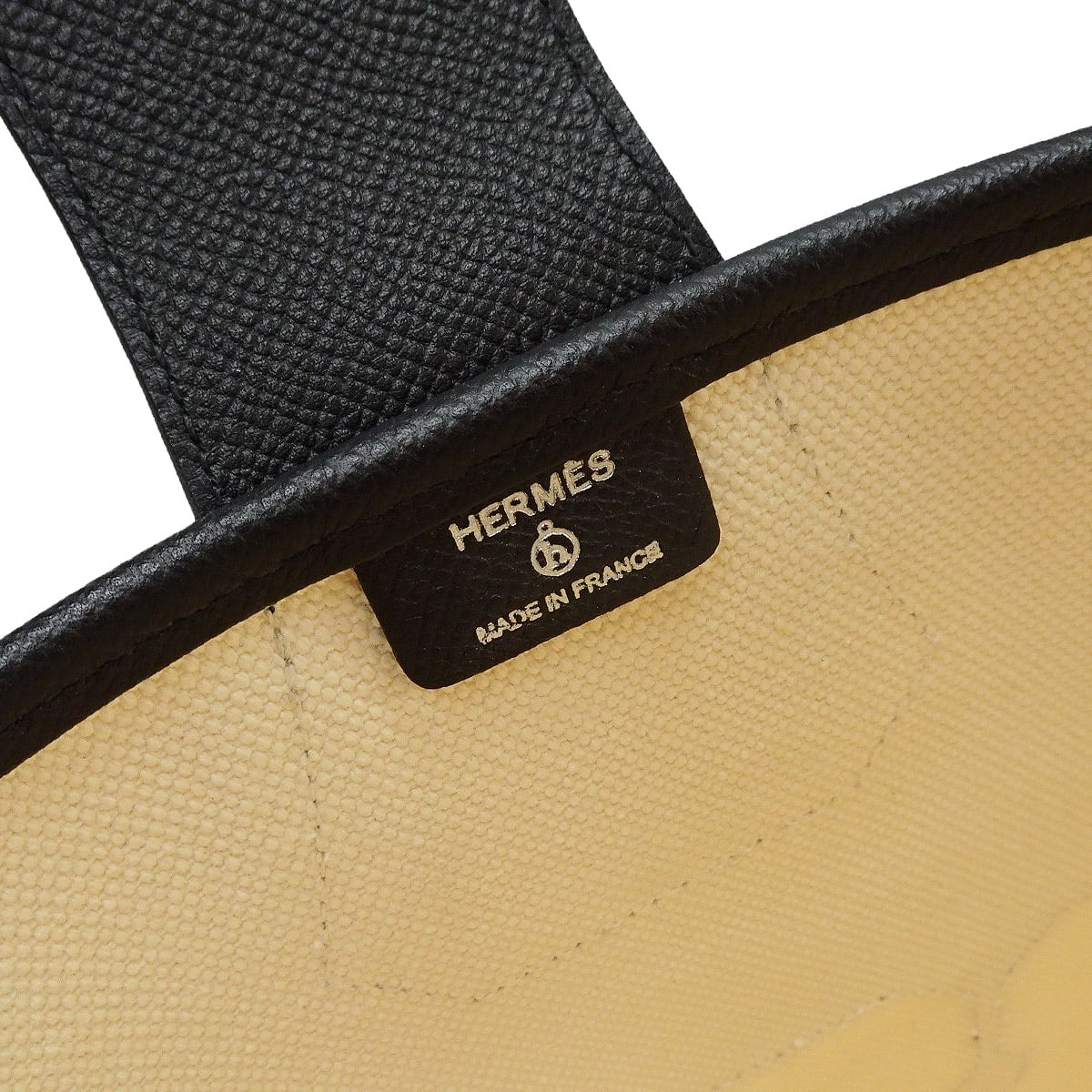 HERMES tote bag Petit h Sac De Coupe Monsieur B Ecru/Noir (Black) Toile H/Veau Epsom[EXCELLENT][Authentic]