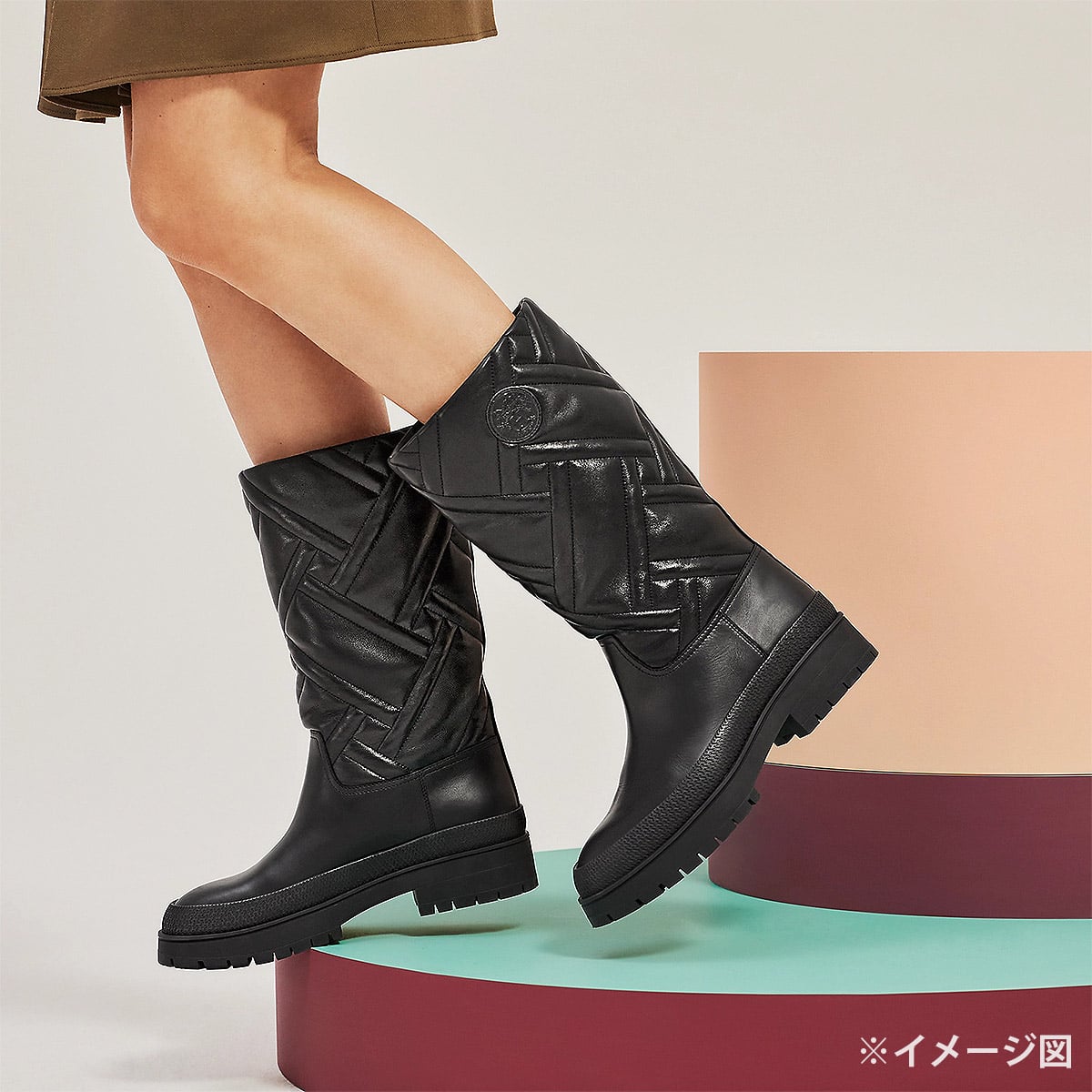 2022AW HERMES boots Fuji FUJI Exlibris patch included Noir (Black) Calfskin 36[EXCELLENT][Authentic]