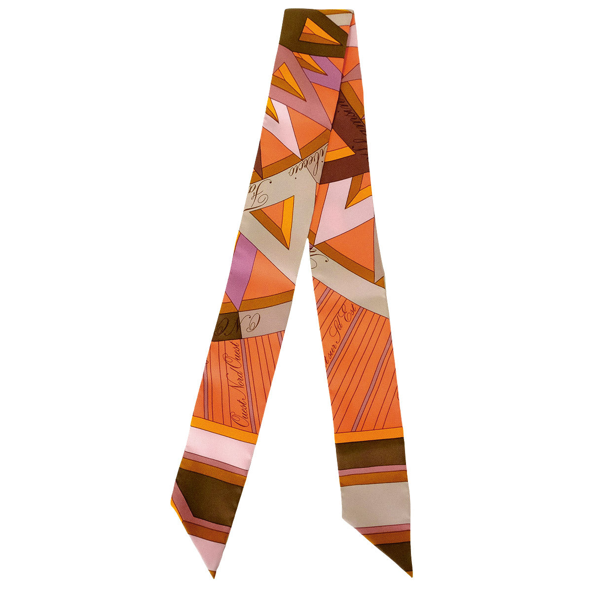 2012 HERMES scarf Twilly La Rose des VentsCamel/Salmon/Violet Silk100%[EXCELLENT][Authentic]