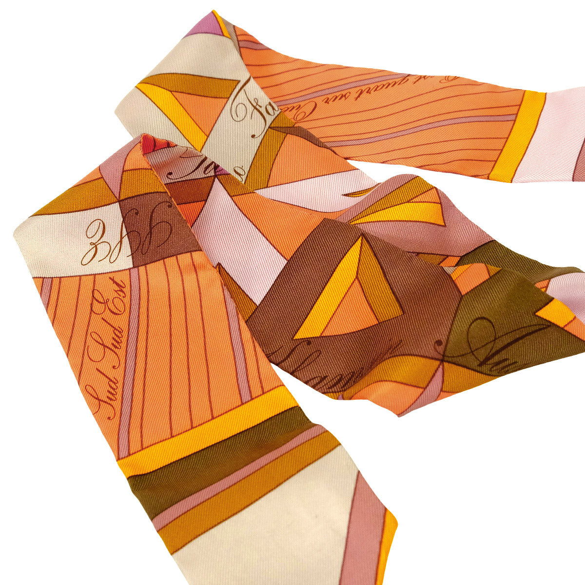 2012 HERMES scarf Twilly La Rose des VentsCamel/Salmon/Violet Silk100%[EXCELLENT][Authentic]