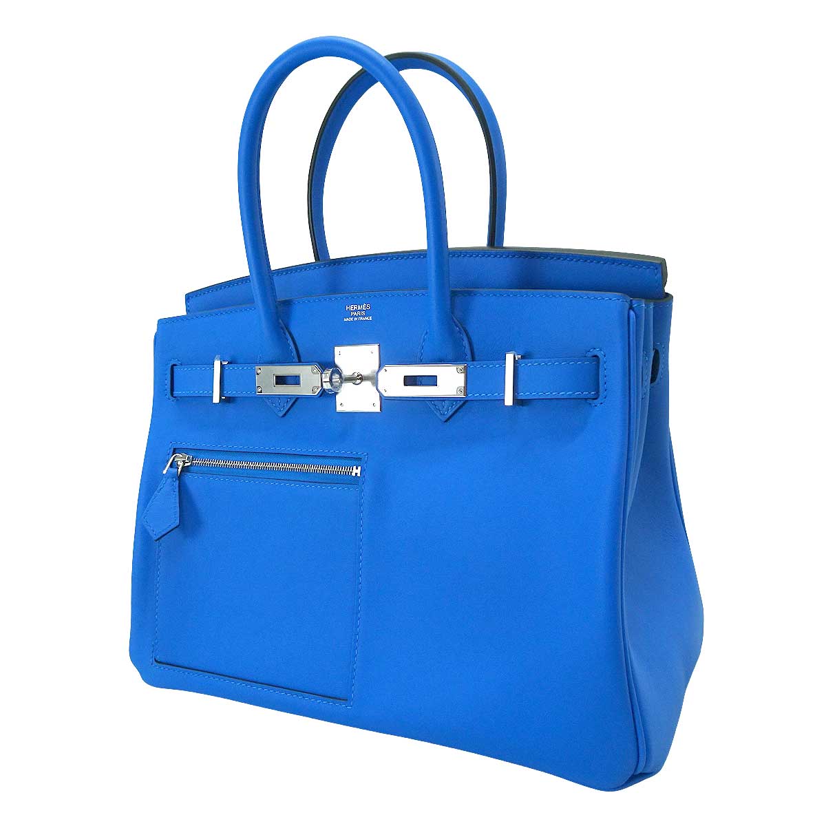 HERMES Handbag Birkin30 Colormatic New Bleu Hydra Veau Swift Silver HW Stamp K[BRAND NEW][Authentic]
