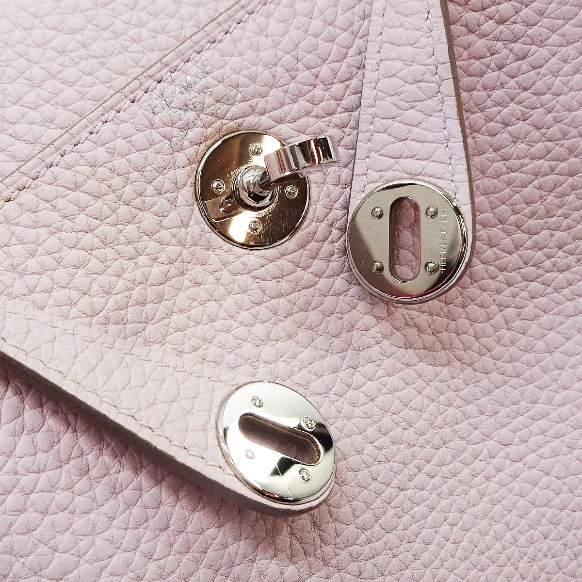 [Pre-loved] HERMES Shoulder bag Lindy mini 20 Verso Mauve Pale/New Gris Perle Taurillon Clemence Silver HW Stamp B[LIKE NEW][Authentic]