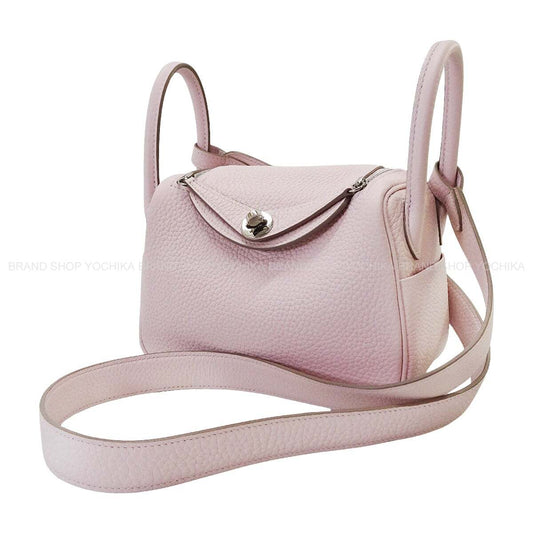 [Pre-loved] HERMES Shoulder bag Lindy mini 20 Verso Mauve Pale/New Gris Perle Taurillon Clemence Silver HW Stamp B[LIKE NEW][Authentic]