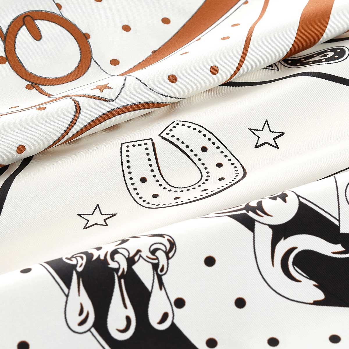 2025SS HERMES scarf Carre 140 Double Face Morning Walk Bandanna Blanc (White)/Noir (Black)/Cuir Silk100%[EXCELLENT][Authentic]