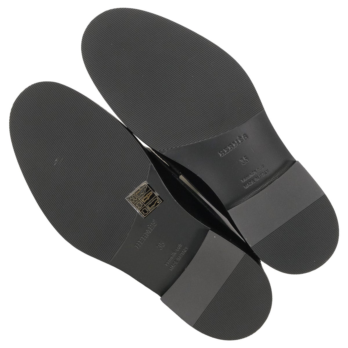 HERMES loafers Hot Kelly Bangle Noir (Black)/Blanc (White) Calf #35 Silver HW H2320752[ALMOST NEW][Authentic]