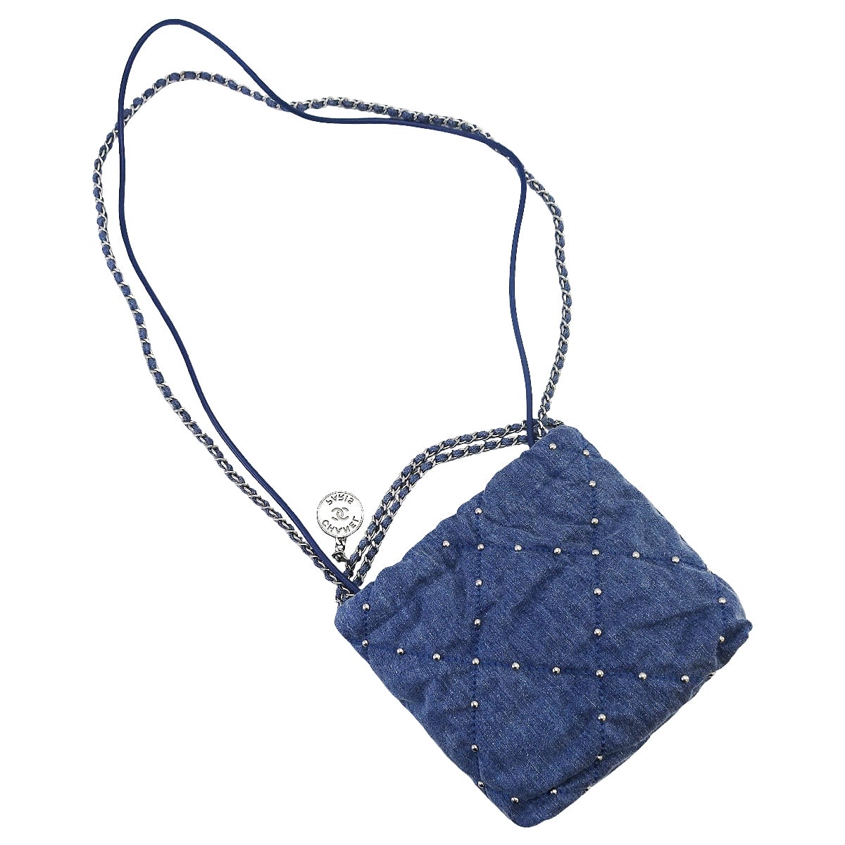 CHANEL Shoulder bag CHANEL 22 Mini Matelasse With Medal Charm Hobo Studs Blue Denim Mat Silver HW AS3980[EXCELLENT][Authentic]