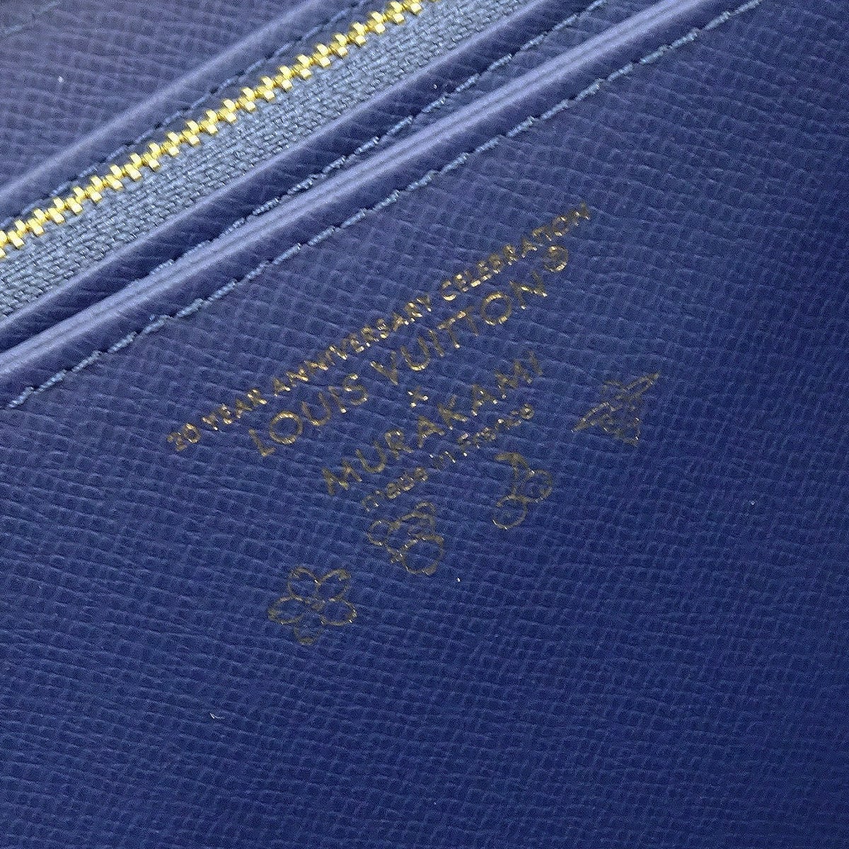 LOUIS VUITTON long wallet LV×TM Zippy Wallet Takashi Murakami Blue Monogram Cherry/Denim Gold HW M23161[EXCELLENT][Authentic]