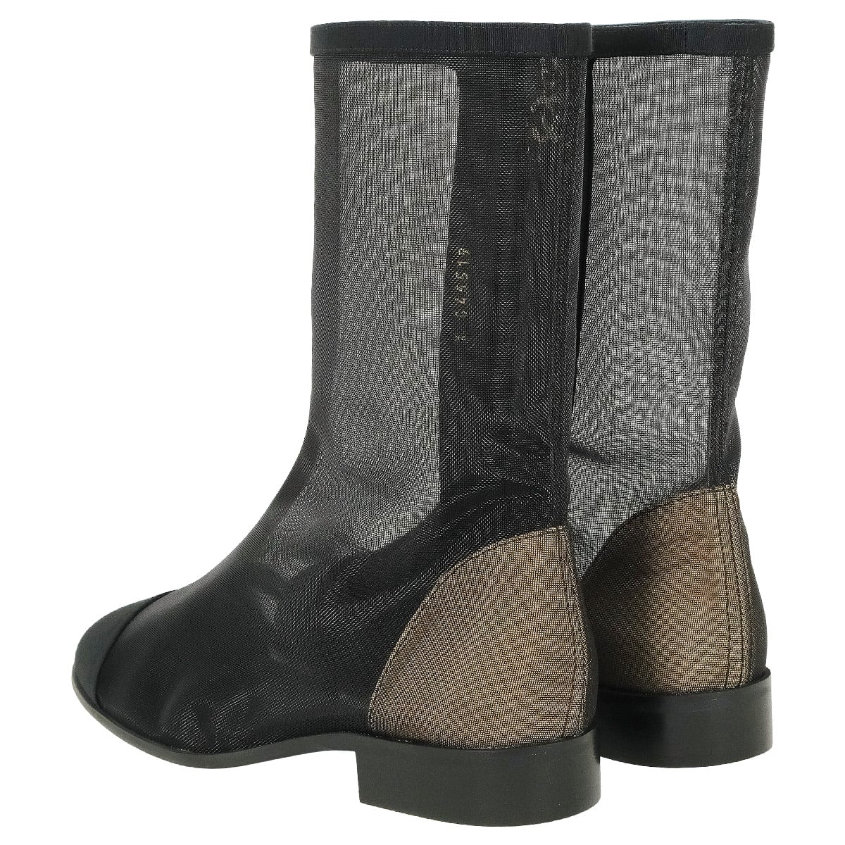 2024 Cruise CHANEL boots Short COCO mark Noir (Black) Mesh/Grosgrain #37.5 Champagne Gold HW G45519[ALMOST NEW][Authentic]