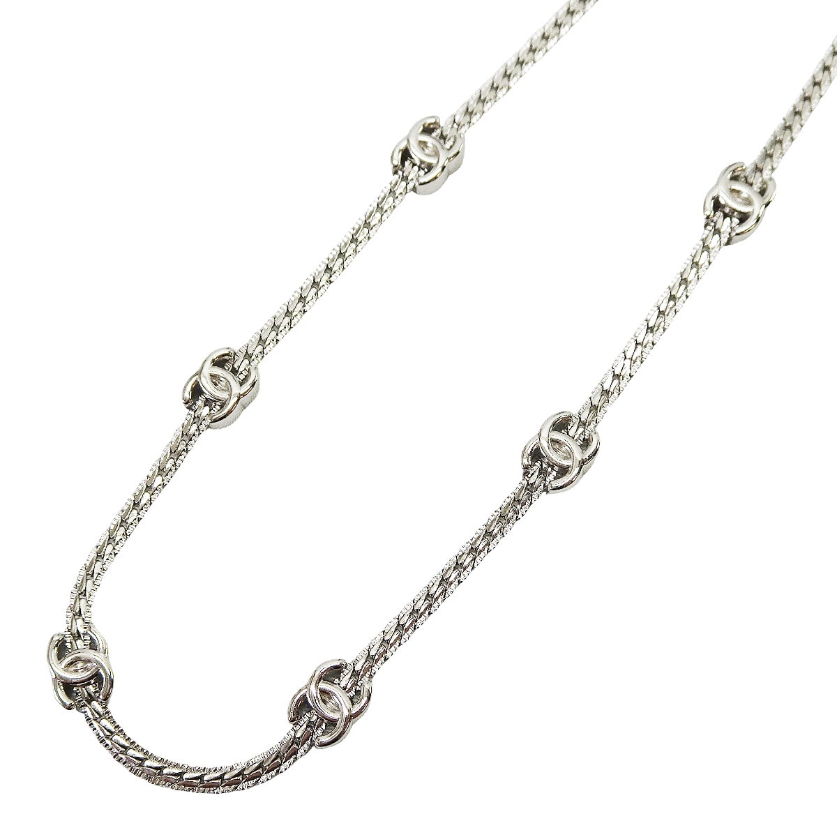 CHANEL necklace Coco Mark Metal Silver Silver HW[ALMOST NEW][Authentic]