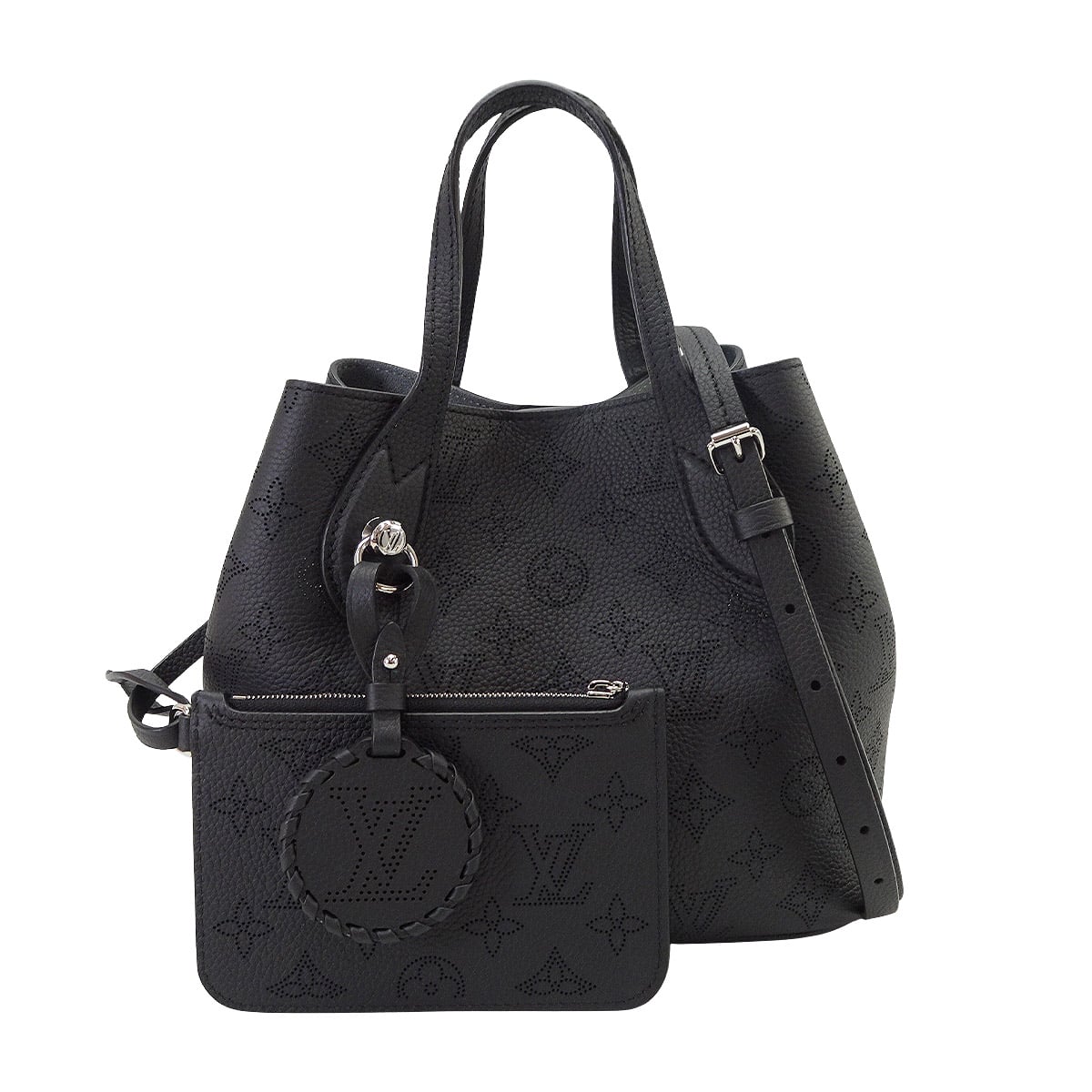 LOUIS VUITTON Handbag Blossom PM Noir (Black) Mahina Silver HW M21848[ALMOST NEW][Authentic]