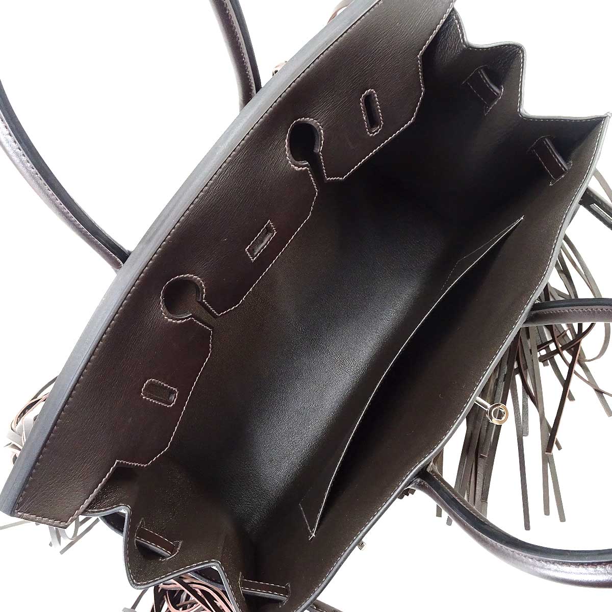 [Pre-loved] HERMES Handbag Birkin35 Anate Fringe Ebene Ever Grain Silver HW Stamp B[LIKE NEW][Authentic]