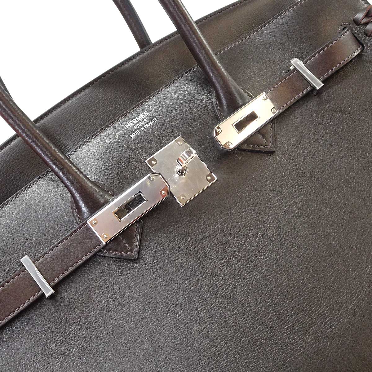 [Pre-loved] HERMES Handbag Birkin35 Anate Fringe Ebene Ever Grain Silver HW Stamp B[LIKE NEW][Authentic]