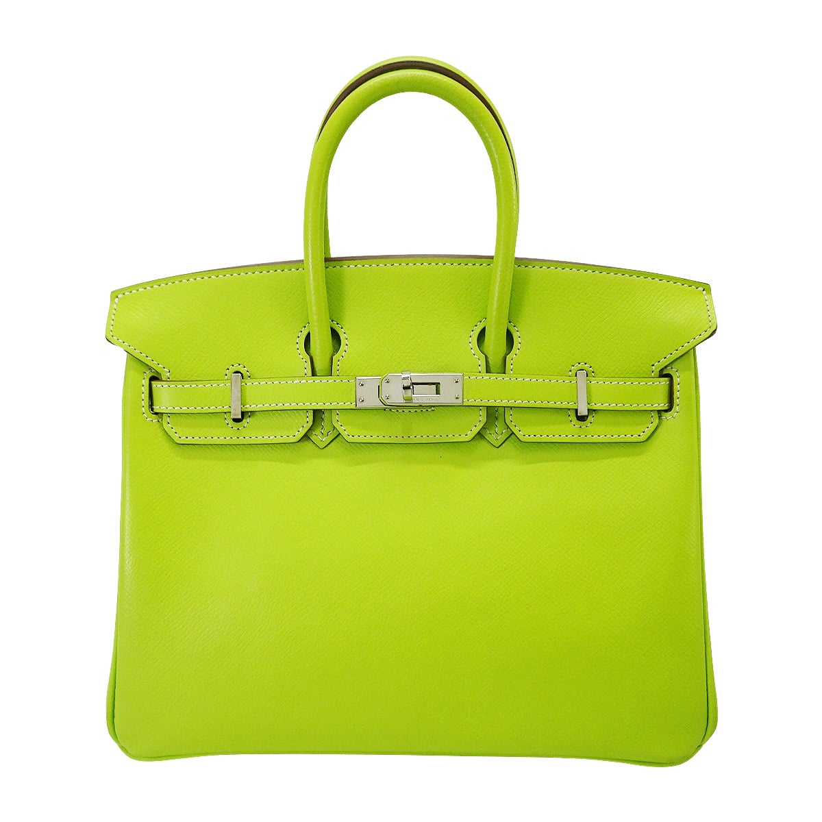 [Pre-loved] 2011SS Limited Edition HERMES Handbag Birkin25 Candy Kiwi/Chartreuse Veau Epsom Silver HW Stamp □O[LIKE NEW][Authentic]