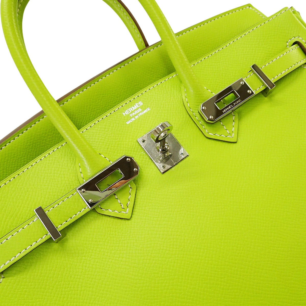 [Pre-loved] 2011SS Limited Edition HERMES Handbag Birkin25 Candy Kiwi/Chartreuse Veau Epsom Silver HW Stamp □O[LIKE NEW][Authentic]