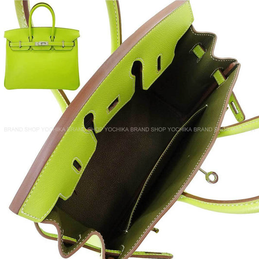 [Pre-loved] 2011SS Limited Edition HERMES Handbag Birkin25 Candy Kiwi/Chartreuse Veau Epsom Silver HW Stamp □O[LIKE NEW][Authentic]