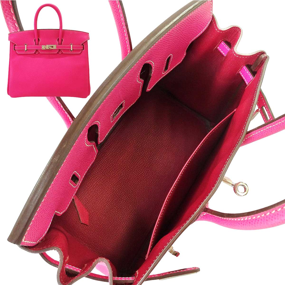 [Pre-loved] 2011SS Limited Edition HERMES Handbag Birkin25 Candy Rose Tyrien/Rubis Veau Epsom Silver HW Stamp □O[LIKE NEW][Authentic]