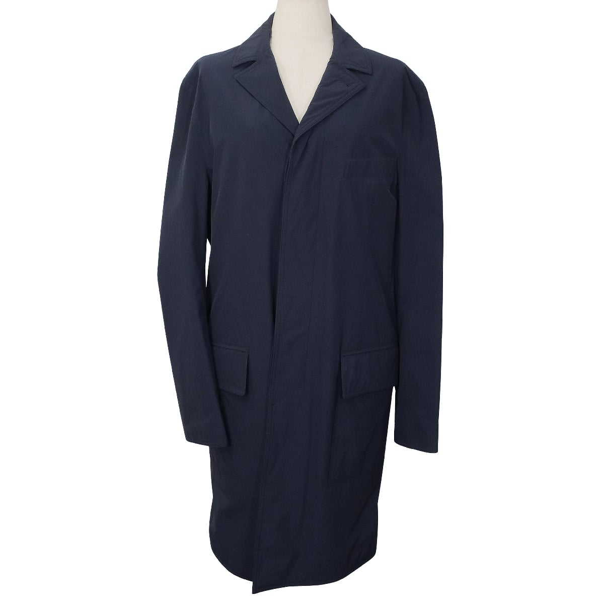 [Pre-loved] HERMES Mods coat Men's Nylon Liverpool Navy Nylon/Polyurethane #44[USED SA][Authentic]