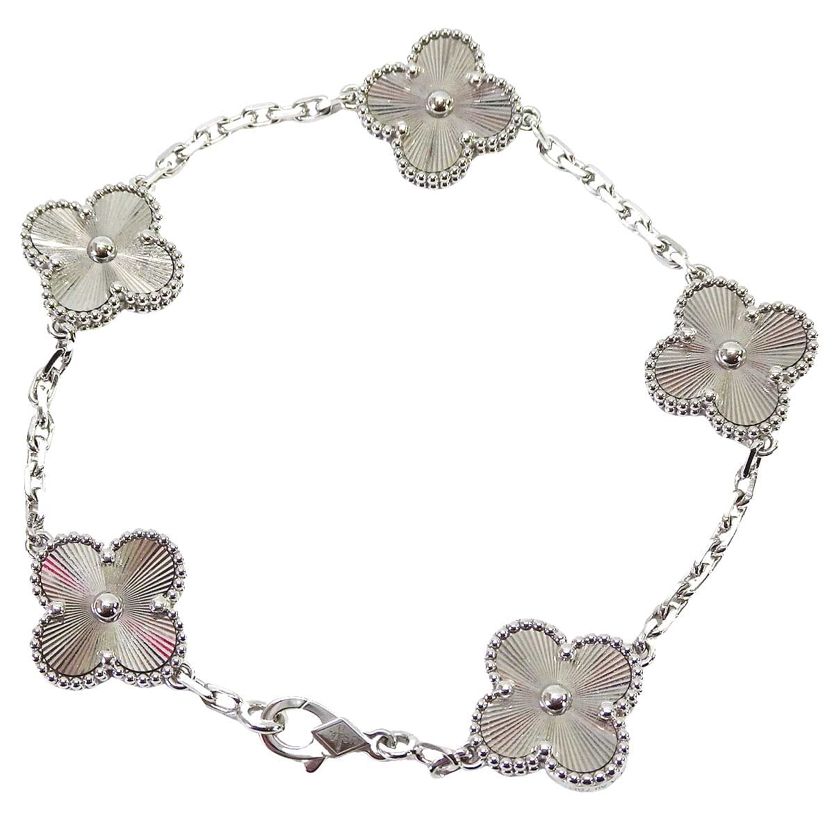 [Pre-loved] Van Cleef & Arpels bracelet Vintage Alhambra 5 motifsWhite Gold 18KWG VCARP9XE00[LIKE NEW][Authentic]
