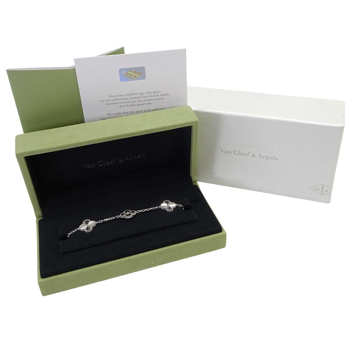 [Pre-loved] Van Cleef & Arpels bracelet Vintage Alhambra 5 motifsWhite Gold 18KWG VCARP9XE00[LIKE NEW][Authentic]