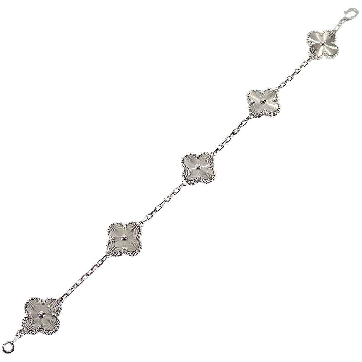[Pre-loved] Van Cleef & Arpels bracelet Vintage Alhambra 5 motifsWhite Gold 18KWG VCARP9XE00[LIKE NEW][Authentic]