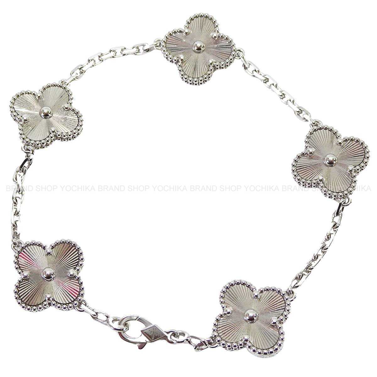 [Pre-loved] Van Cleef & Arpels bracelet Vintage Alhambra 5 motifsWhite Gold 18KWG VCARP9XE00[LIKE NEW][Authentic]