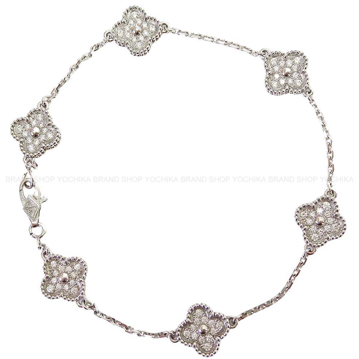[Pre-loved] Van Cleef & Arpels bracelet Sweet Alhambra 6 motifsWhite Gold 18KWG/Diamond VCARO85700[LIKE NEW][Authentic]