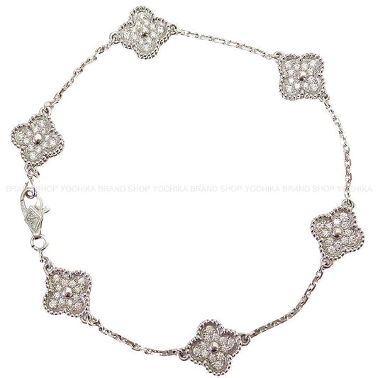 [Pre-loved] Van Cleef & Arpels bracelet Sweet Alhambra 6 motifsWhite Gold 18KWG/Diamond VCARO85700[LIKE NEW][Authentic]