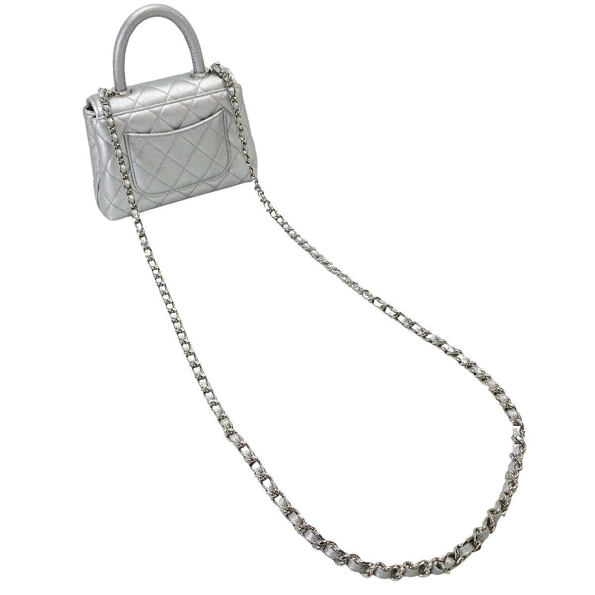 CHANEL Shoulder bag Matelasse COCO Handle Mini Silver Graind Calf(Caviarskin) Silver HW AP4244[BRAND NEW][Authentic]