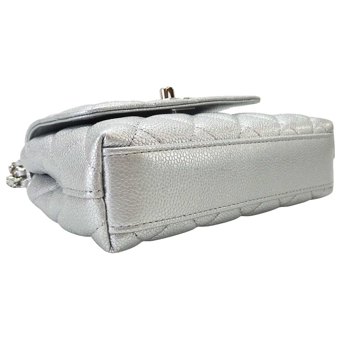 CHANEL Shoulder bag Matelasse COCO Handle Mini Silver Graind Calf(Caviarskin) Silver HW AP4244[EXCELLENT][Authentic]