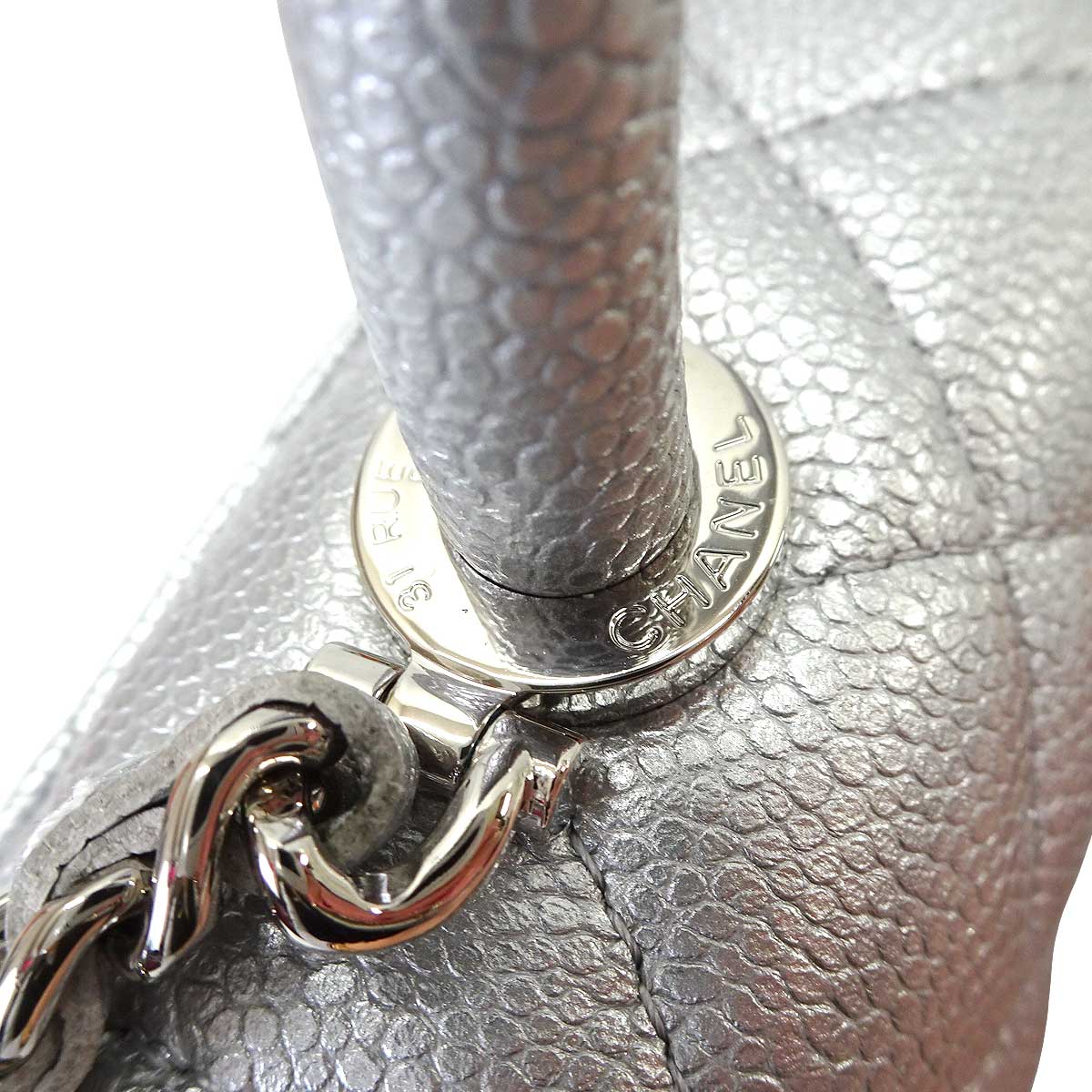 CHANEL Shoulder bag Matelasse COCO Handle Mini Silver Graind Calf(Caviarskin) Silver HW AP4244[EXCELLENT][Authentic]