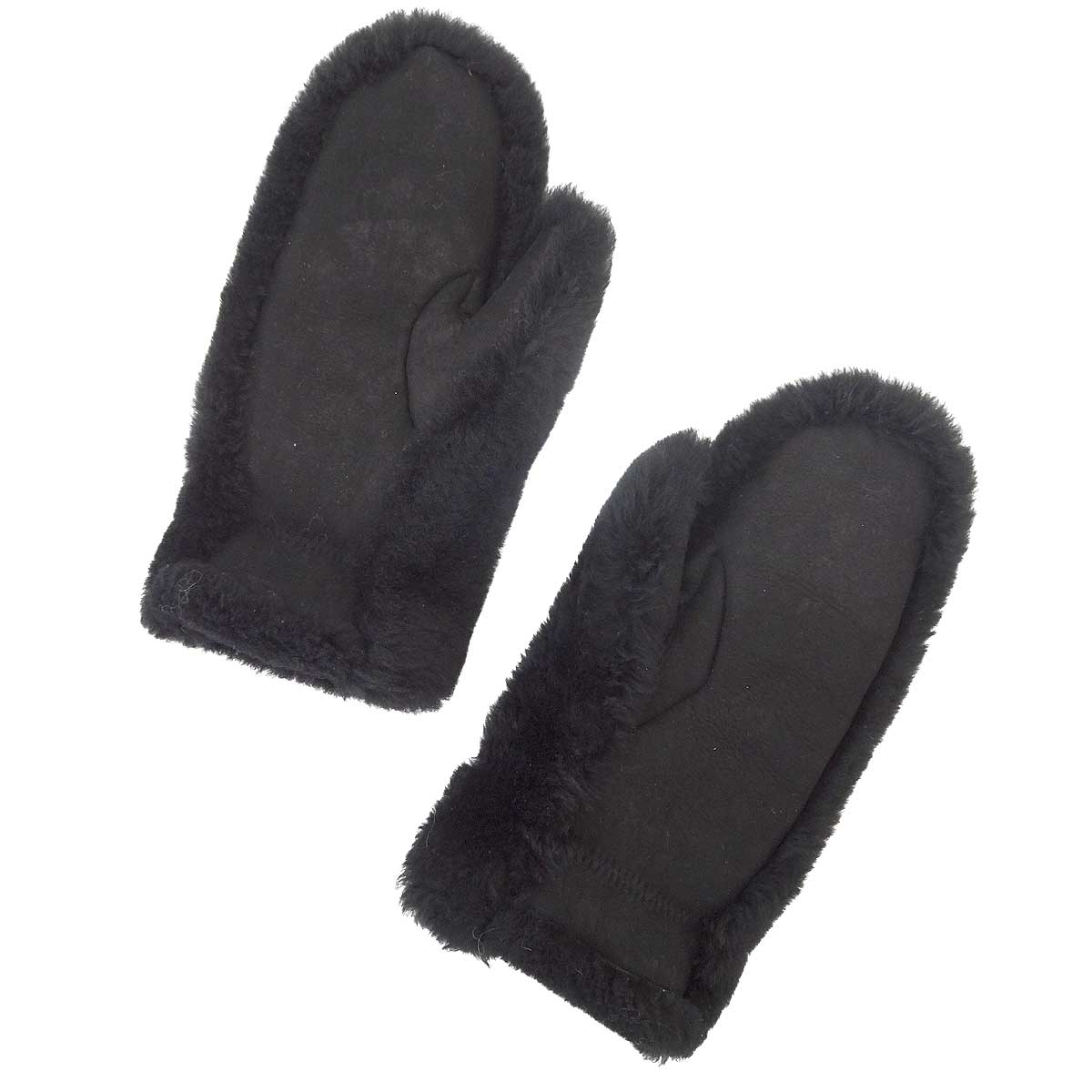 [Pre-loved] 2025AW CHANEL glove COCO Neige Mittens Noir (Black)/Blanc (White) Shearling Lambskin/Cashmere/Silk AAB289[LIKE NEW][Authentic]