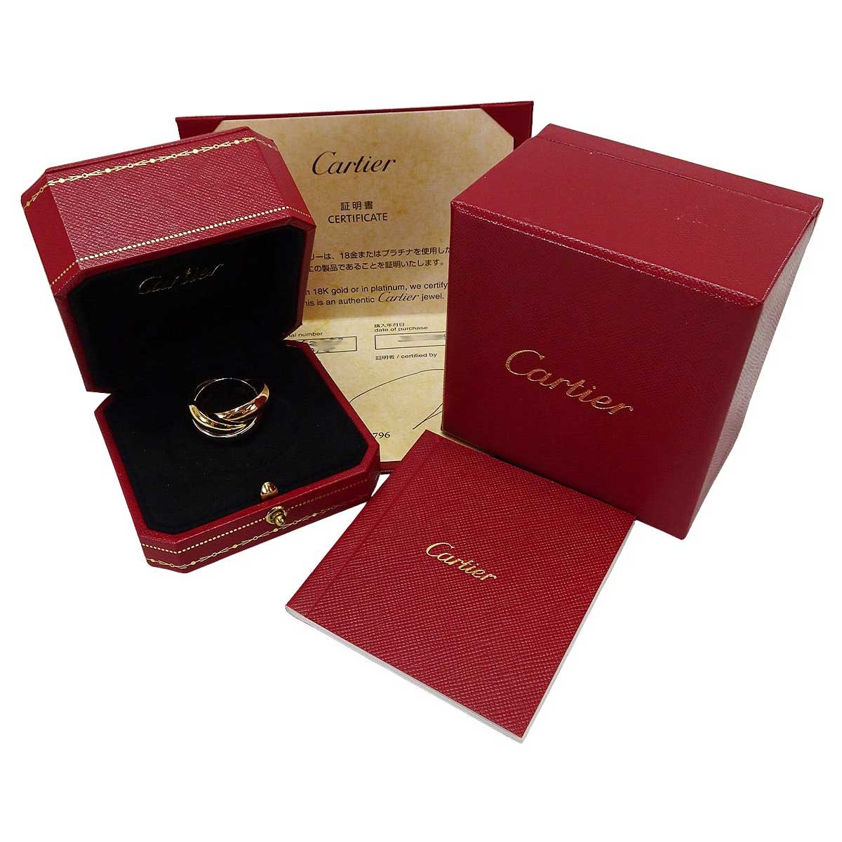[Pre-loved] CARTIER ring Trinity LM K18/K18WG/K18PG #53 B4052853[LIKE NEW][Authentic]