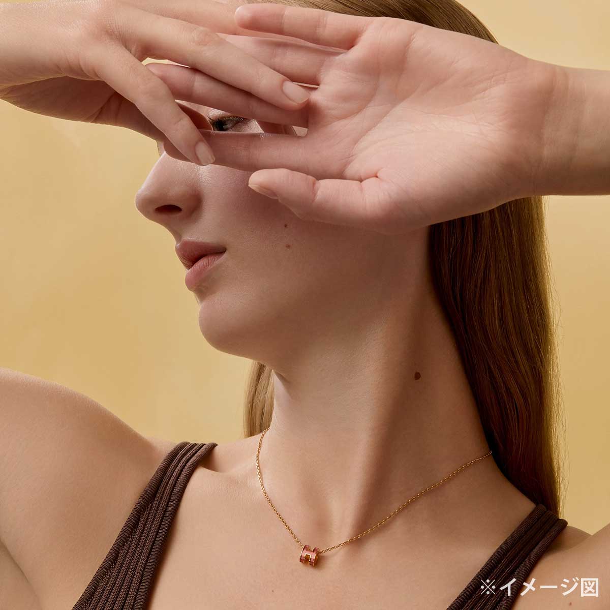 HERMES necklace Mini Sprash Rose Azalee Lacquer Rose Gold HW[BRAND NEW][Authentic]