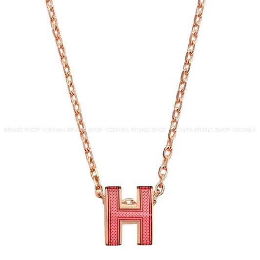 HERMES necklace Mini Sprash Rose Azalee Lacquer Rose Gold HW VCARP34900[BRAND NEW][Authentic]
