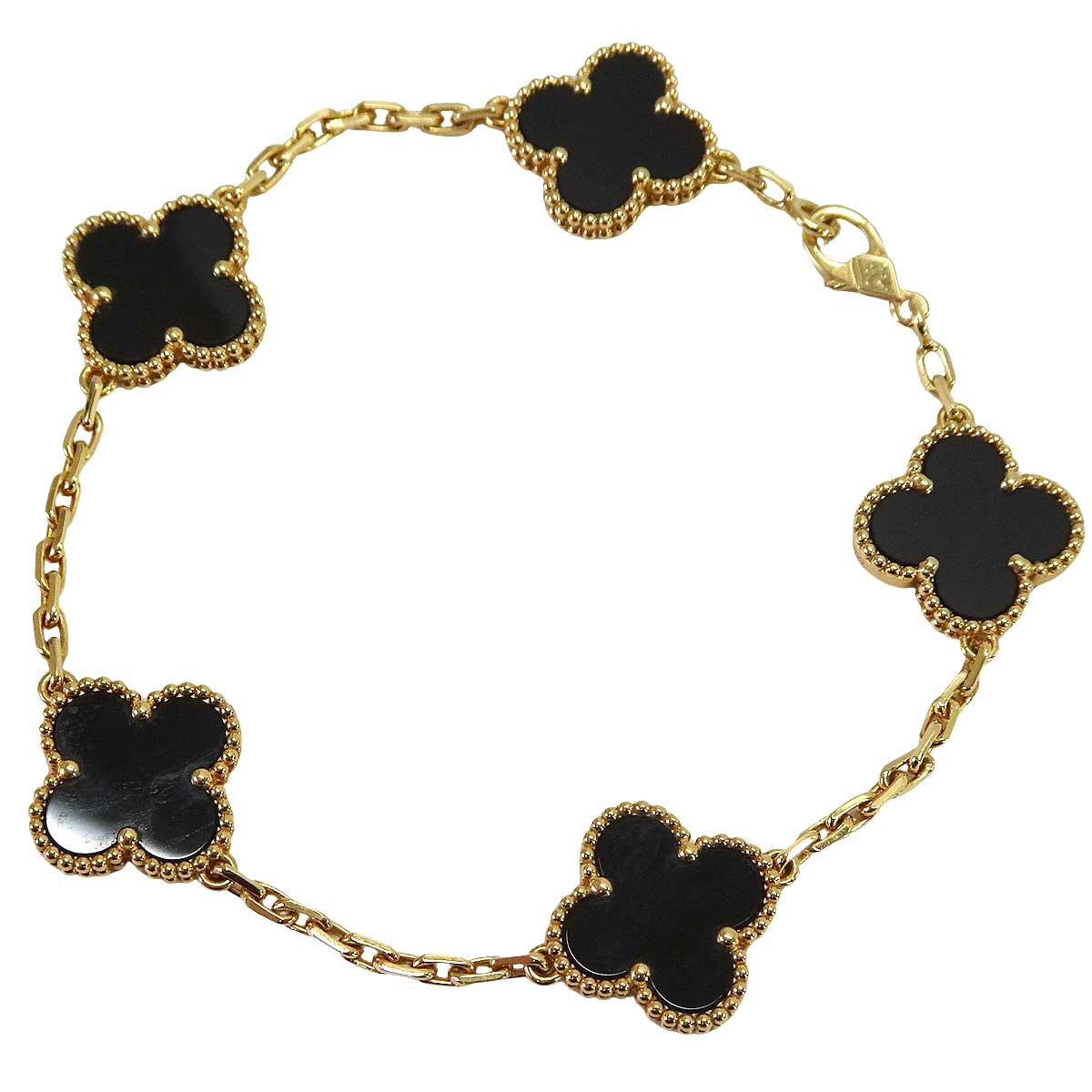 [Pre-loved] Van Cleef & Arpels bracelet Vintage Alhambra 5motif K18YG/Onyx VCARA41300[LIKE NEW][Authentic]