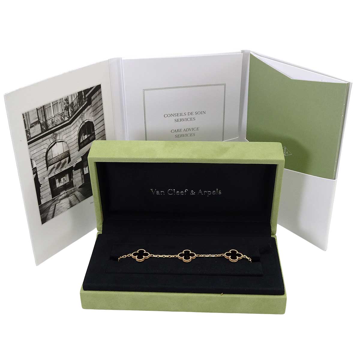 [Pre-loved] Van Cleef & Arpels bracelet Vintage Alhambra 5motif K18YG/Onyx VCARA41300[LIKE NEW][Authentic]