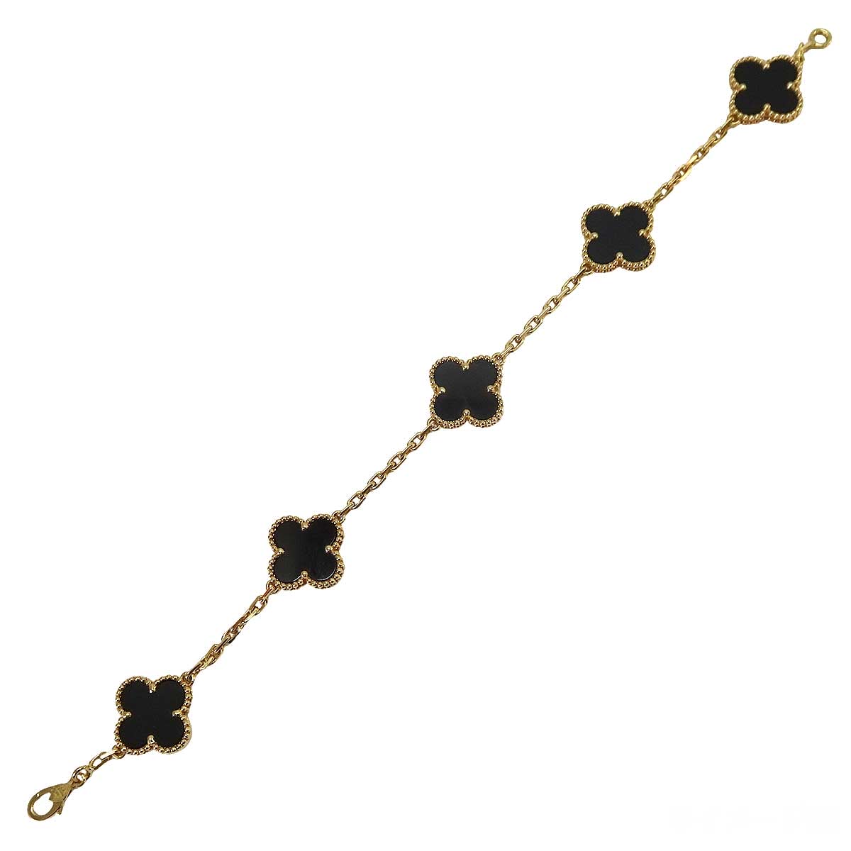 [Pre-loved] Van Cleef & Arpels bracelet Vintage Alhambra 5motif K18YG/Onyx VCARA41300[LIKE NEW][Authentic]