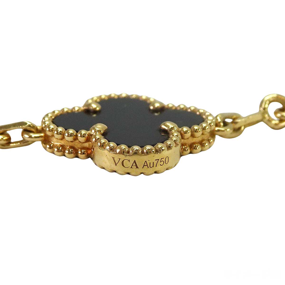 [Pre-loved] Van Cleef & Arpels bracelet Vintage Alhambra 5motif K18YG/Onyx VCARA41300[LIKE NEW][Authentic]