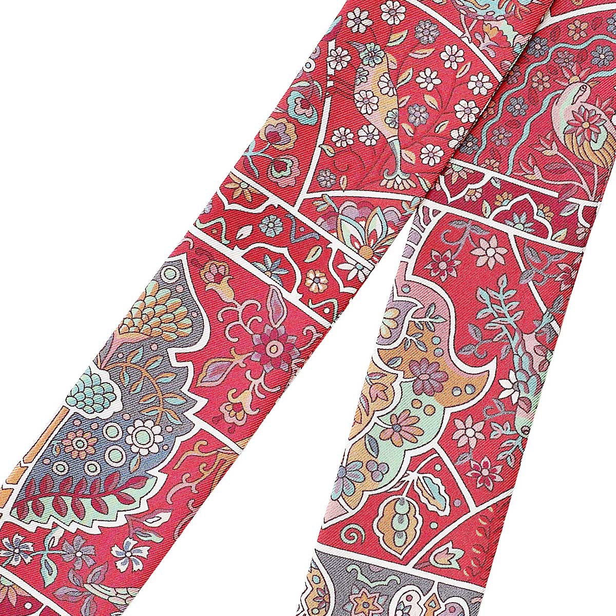 2016SS HERMES scarf Twilly Flowers Bloom Birds Of The CountryView Rose/Framboise Silk100%[EXCELLENT][Authentic]