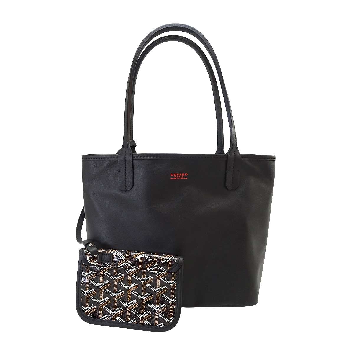 GOYARD tote bag Reversible Anjou Mini with Clip Noir (Black) PVC coated canvas Calf skin Silver HW[BRAND NEW][Authentic]