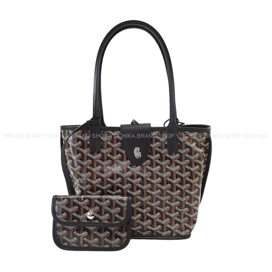 GOYARD tote bag Reversible Anjou Mini with Clip Noir (Black) PVC coated canvas Calf skin Silver HW[BRAND NEW][Authentic]