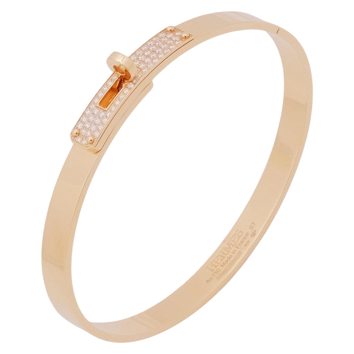 [Pre-loved] HERMES bracelet Kelly PM #STPink Gold K18PG/Diamond 0.36ct[LIKE NEW][Authentic]