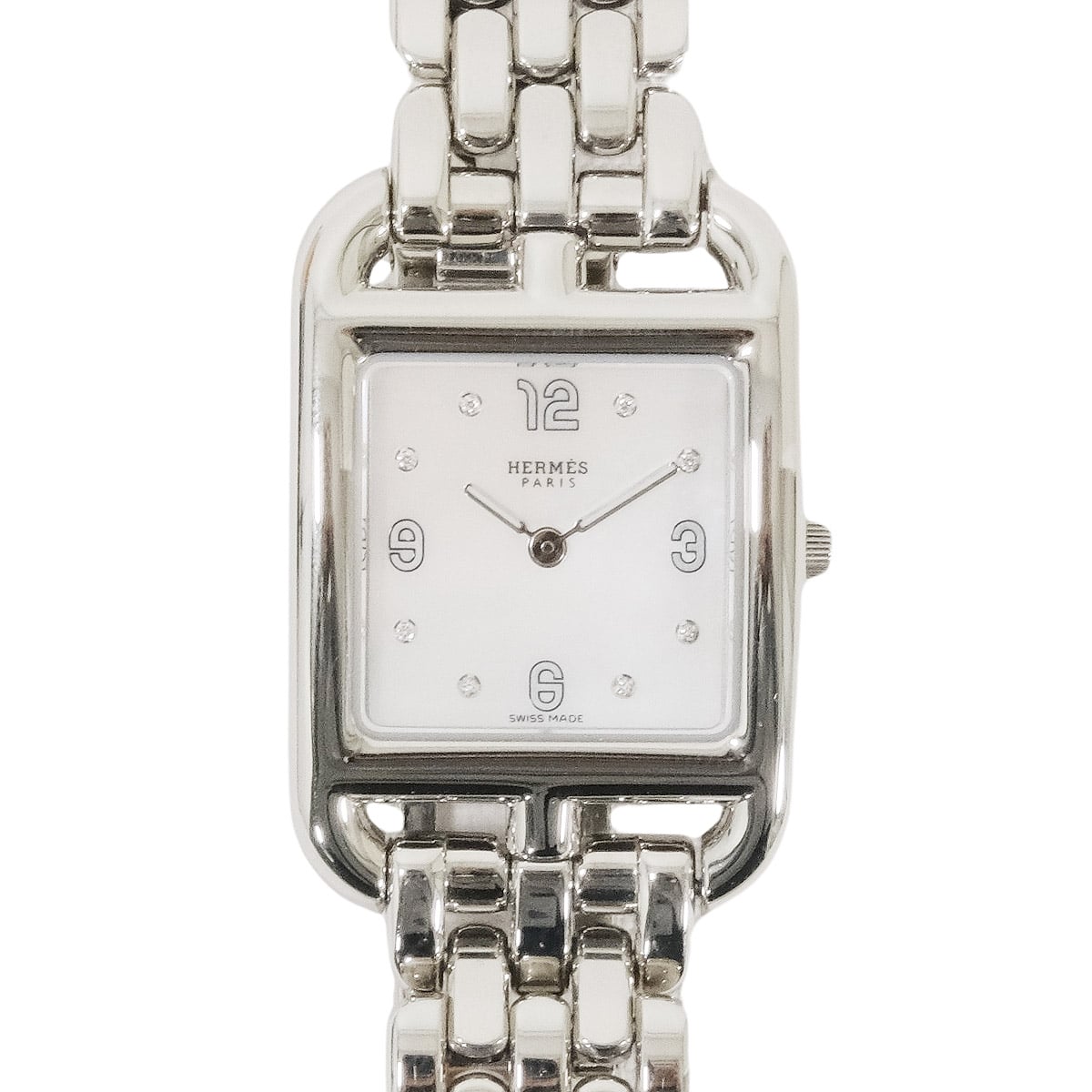 [Pre-loved] HERMES Watches Cape Cod PM 31mm Silver Stainless steel Mother of Pearl/Diamond CC1.210a[LIKE NEW][Authentic]