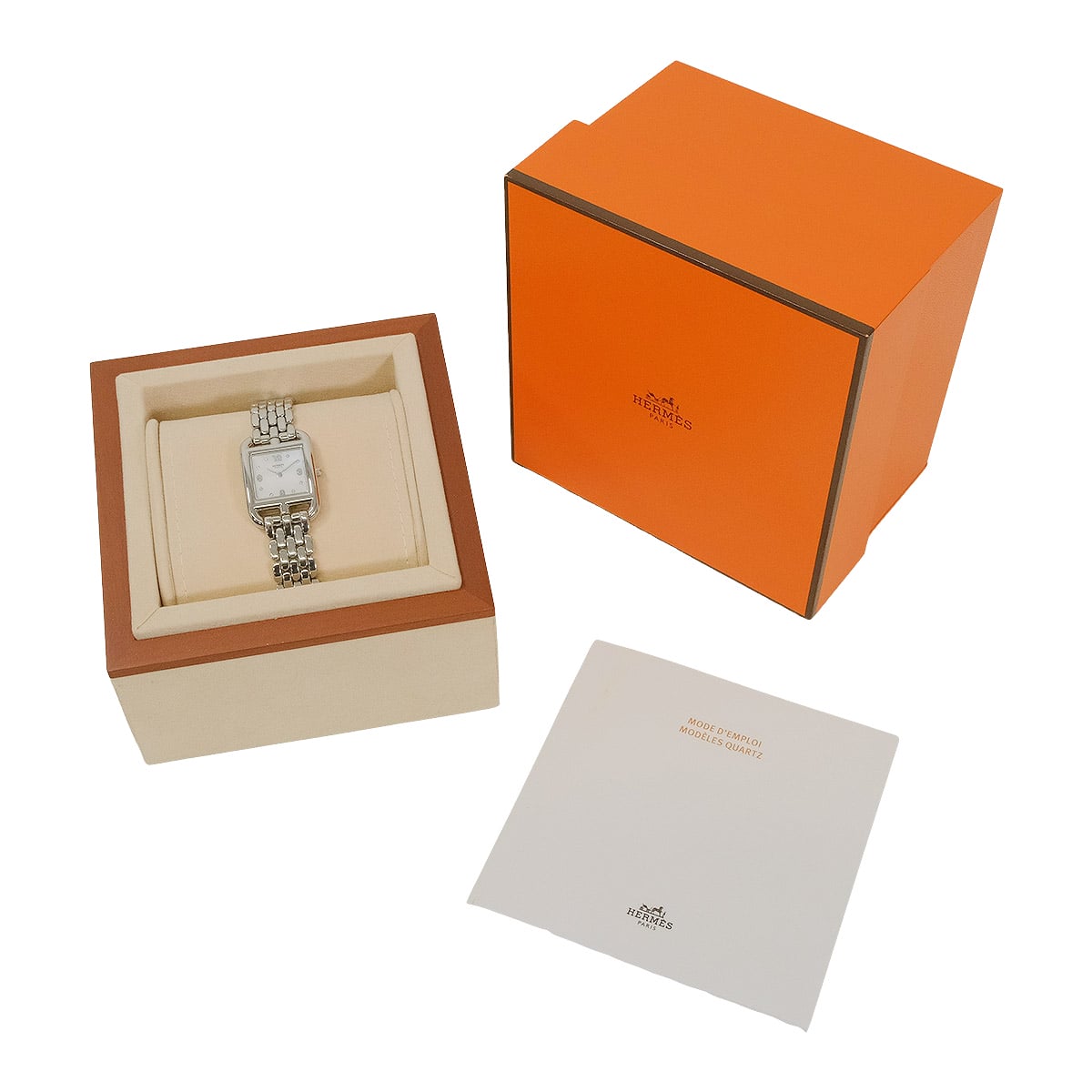 [Pre-loved] HERMES Watches Cape Cod PM 31mm Silver Stainless steel Mother of Pearl/Diamond CC1.210a[LIKE NEW][Authentic]