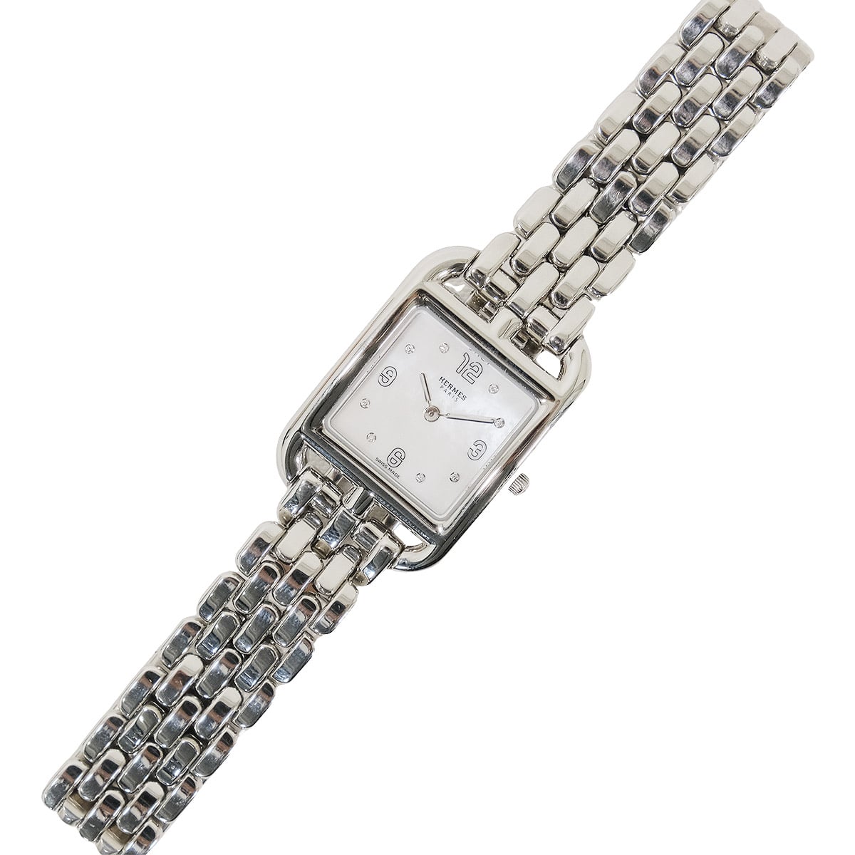 [Pre-loved] HERMES Watches Cape Cod PM 31mm Silver Stainless steel Mother of Pearl/Diamond CC1.210a[LIKE NEW][Authentic]