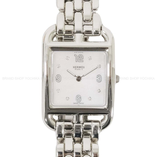 [Pre-loved] HERMES Watches Cape Cod PM 31mm Silver Stainless steel Mother of Pearl/Diamond CC1.210a[LIKE NEW][Authentic]