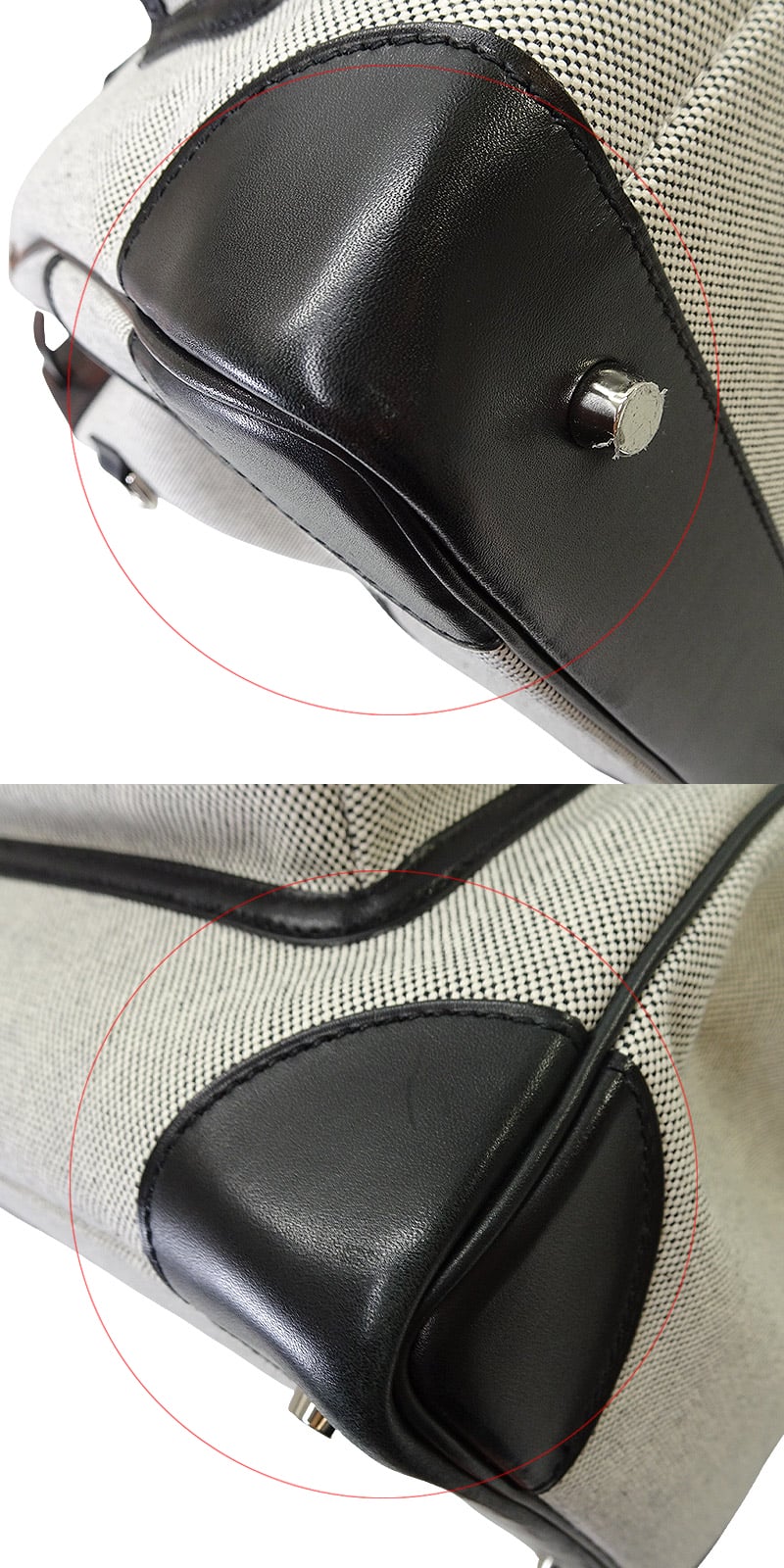 [Pre-loved] HERMES Handbag Haut a Courroies 40 Cargo Pocket Noir (Black)/Ecru Toile H/Evercalf Silver HW Stamp W[USED SA][Authentic]