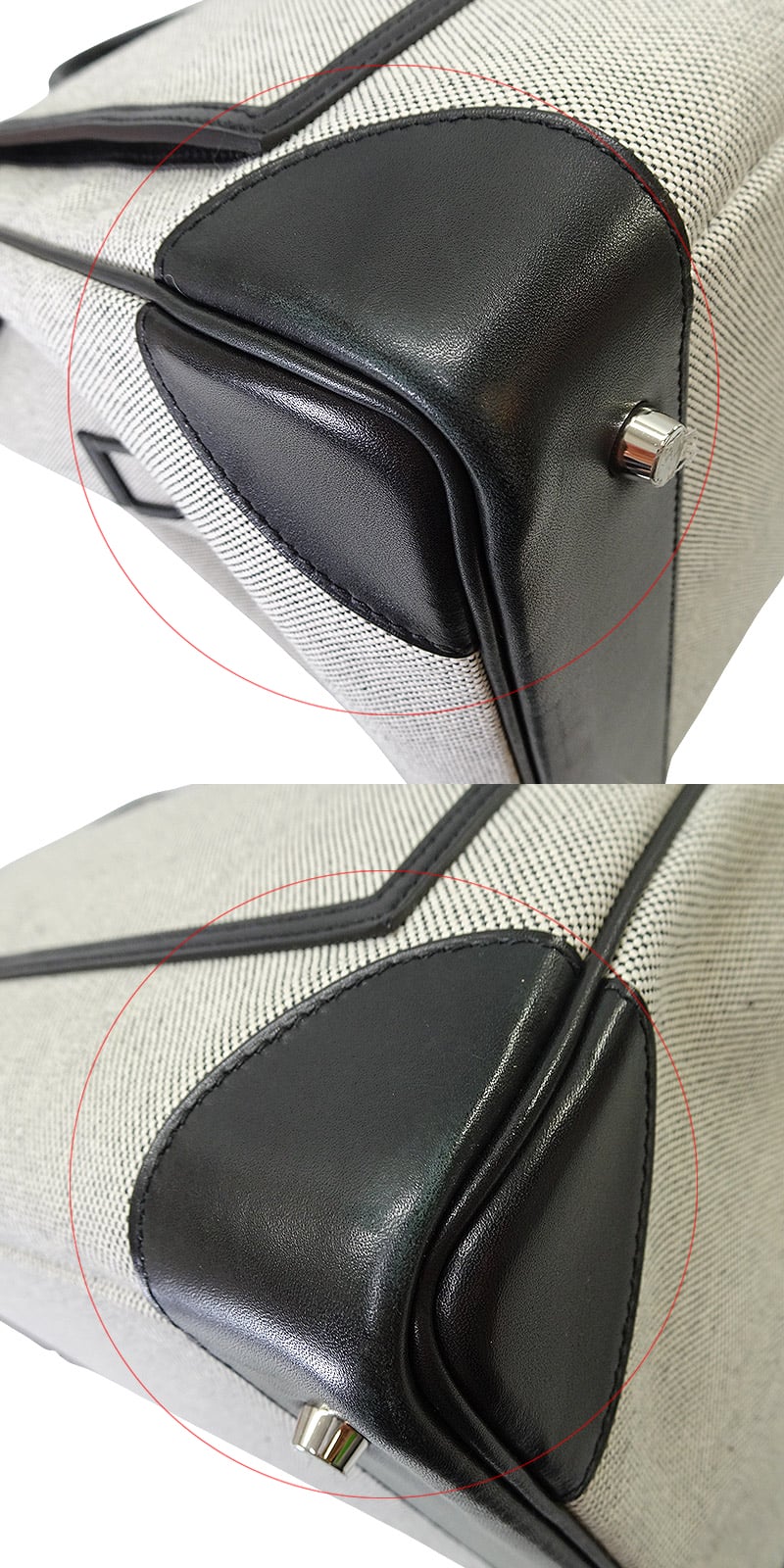 [Pre-loved] HERMES Handbag Haut a Courroies 40 Cargo Pocket Noir (Black)/Ecru Toile H/Evercalf Silver HW Stamp W[USED SA][Authentic]